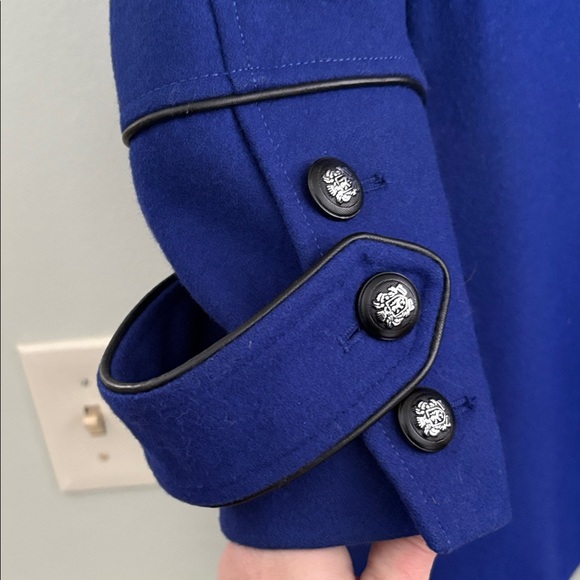 Guess Women's Royal Blue wool Pea Coat L - Picture 5 of 12